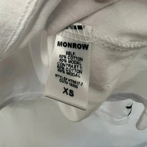 Monrow White Slouchy Long Sleeve Top Size XS Casual Lounge Grunge Rock - Picture 8 of 10